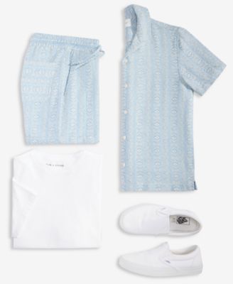 Men's Aqua Geo Camp Shirt, Short-Sleeve T-Shirt & Matching Geo Shorts