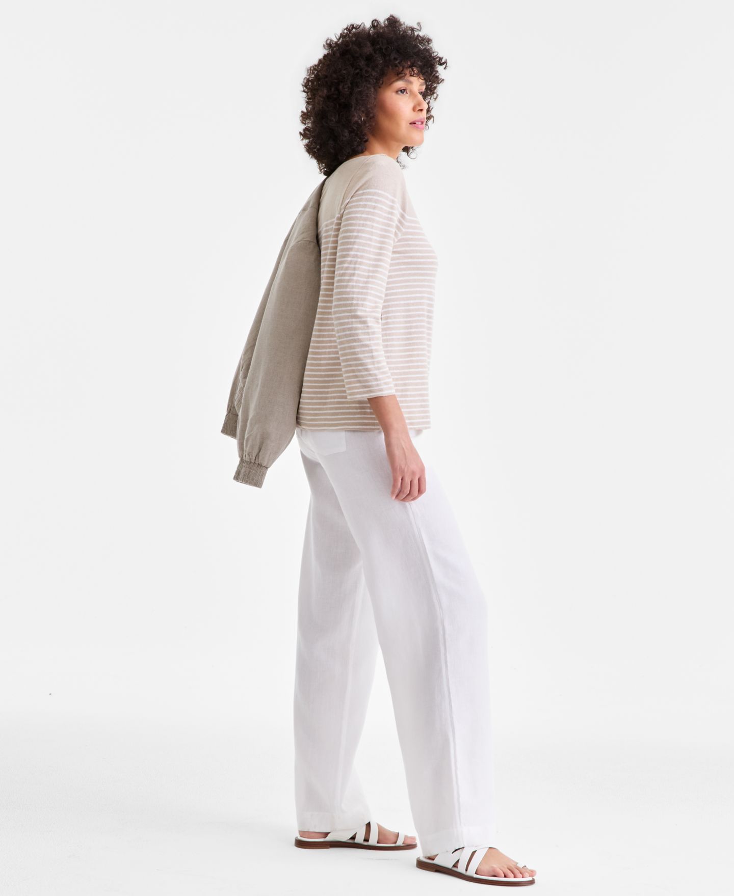 Женские брюки Charter Club 100% Linen Wide-Leg Sailor, цвет: Яркий белый — фото 8