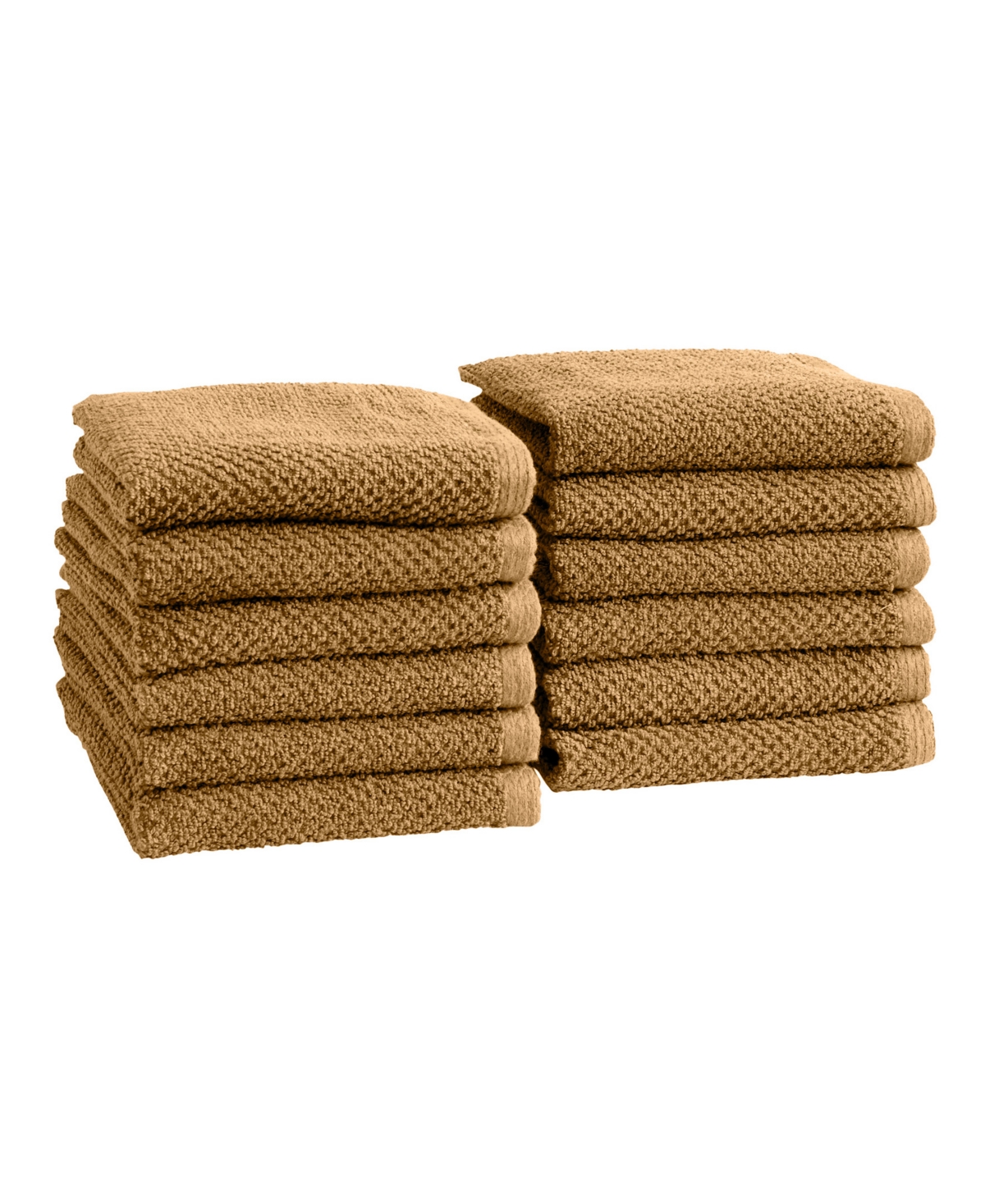 Linery & Co. Cotton Textured 12-Piece Washcloth Set - Mocha
