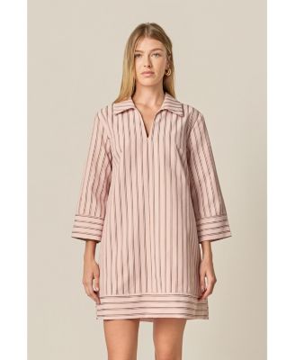 Women's Stripe Collared Mini Dress