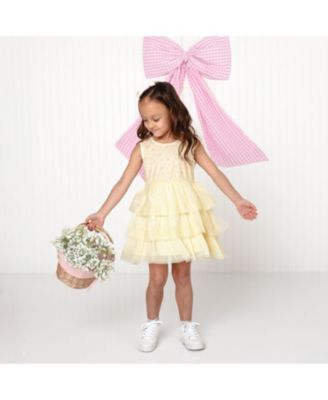 Little Girls Lemon Floral Tank Tutu Dress