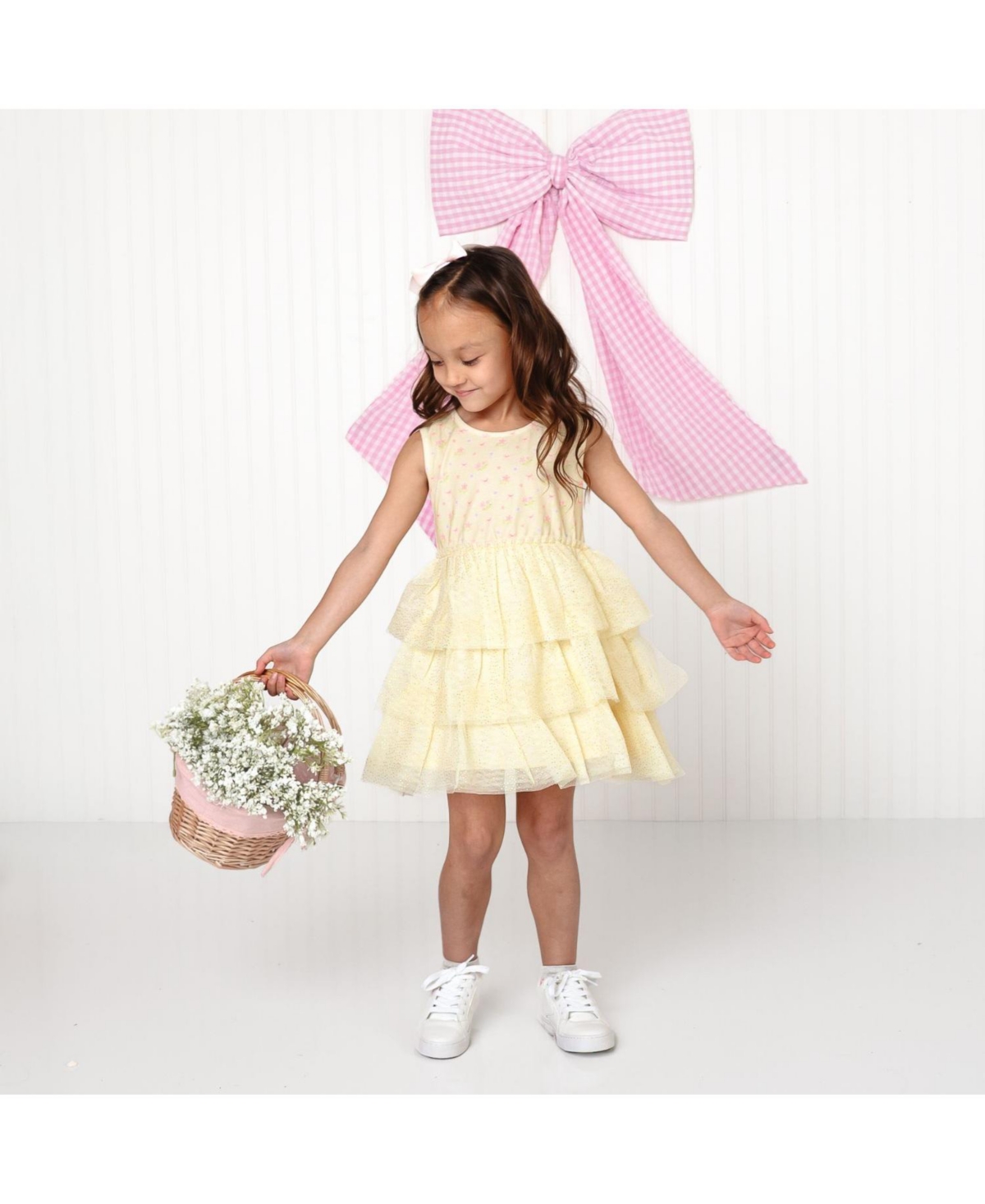 Sweet Wink Toddler Girls Lemon Floral Tank Tutu Dress