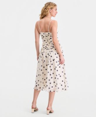 Women's Dot-Print Sweetheart-Neck Midi Dress