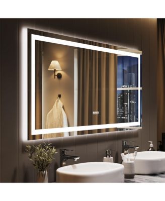 LED Bathroom Mirror with Lights, Front Lit + Backlit Vanity Mirror for Wall, Dimmable Lighted Bathroom Vanity Mirror, Anti-Fog, Memory Function