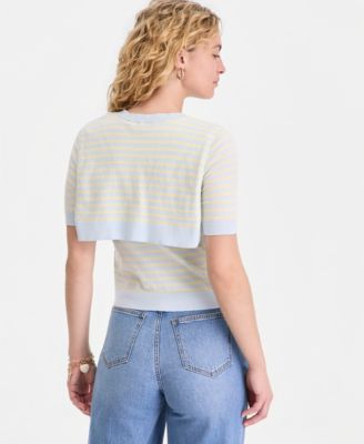 Women's Stripe Tie-Front Sweater Tee