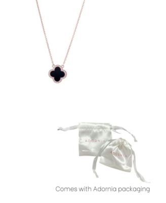 Rose Gold CZ Black Clover Necklace