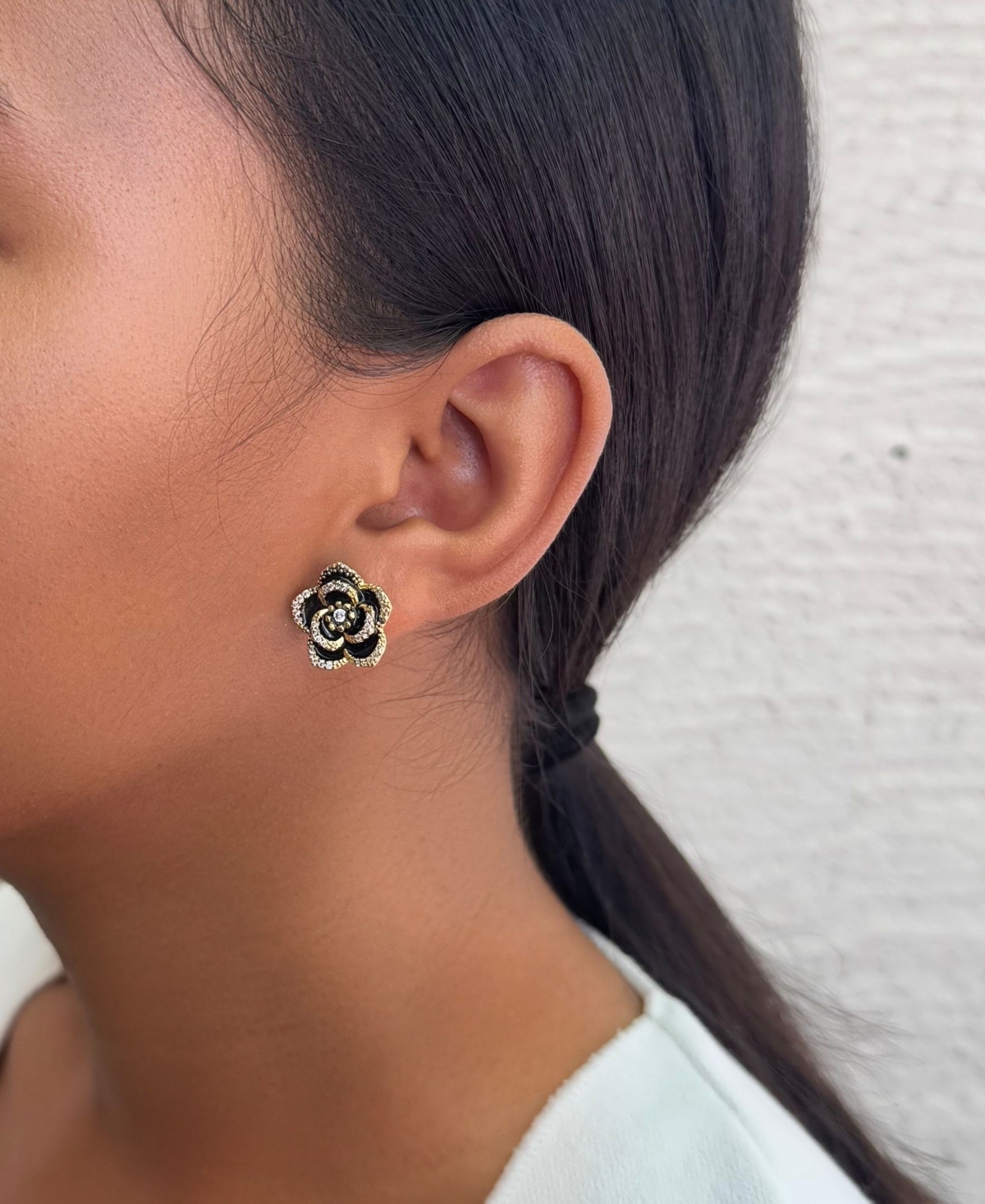 Adornia Gold Black Cz Carnelian Earrings