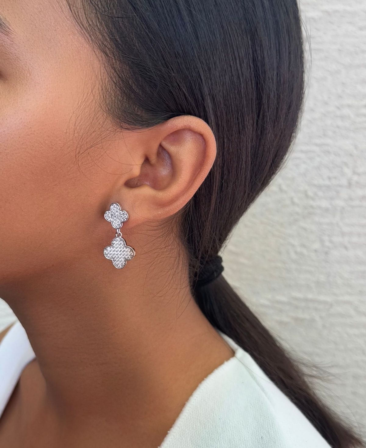 Adornia Silver Cz Clover Drop Earrings