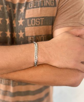 Tarnish Resistant Men's Silver Flat Curb Chain Bracelet