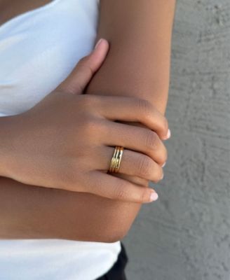 Tarnish Resistant Gold Stacking Band Ring Set