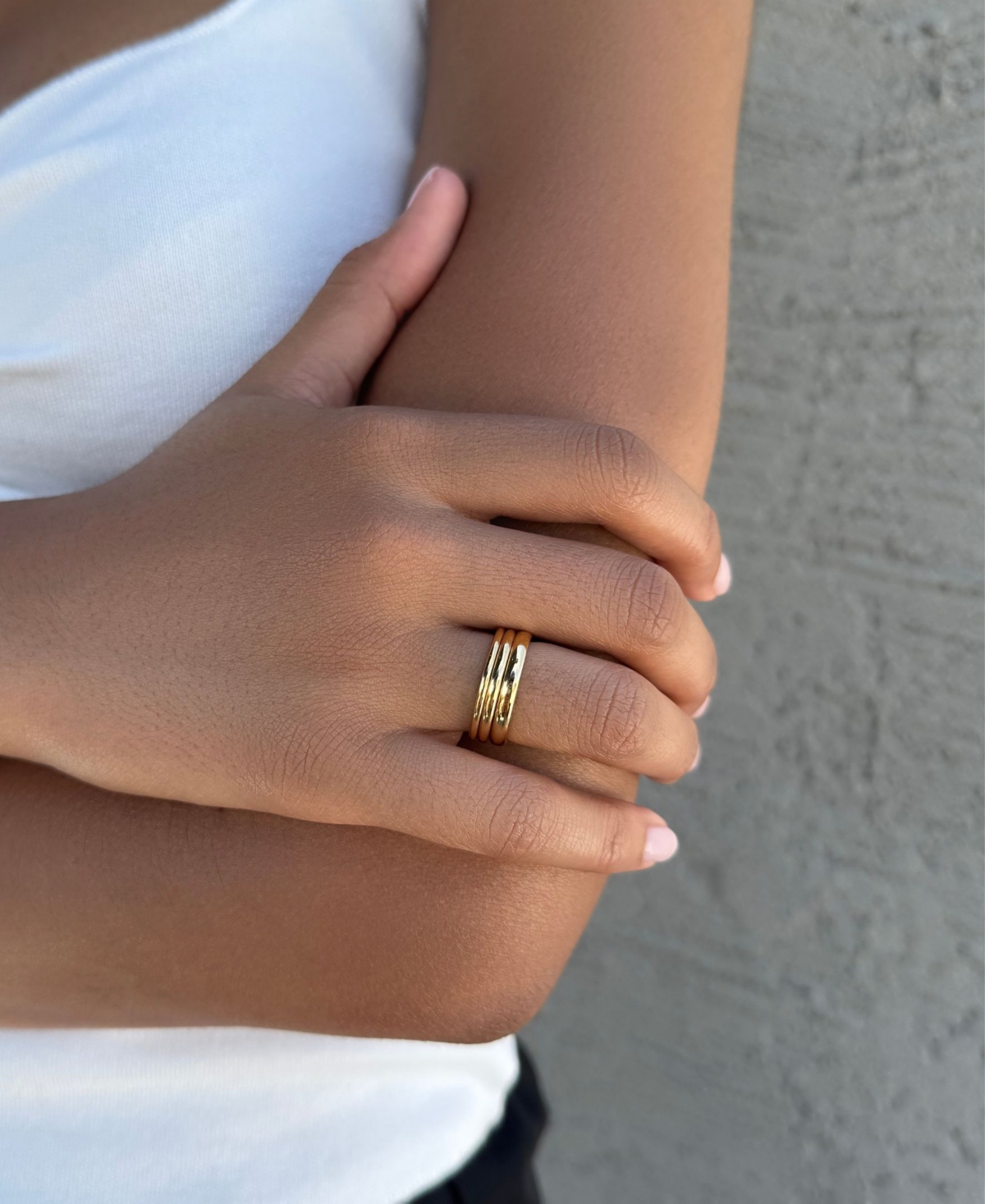 Adornia Tarnish Resistant Gold Stacking Band Ring Set