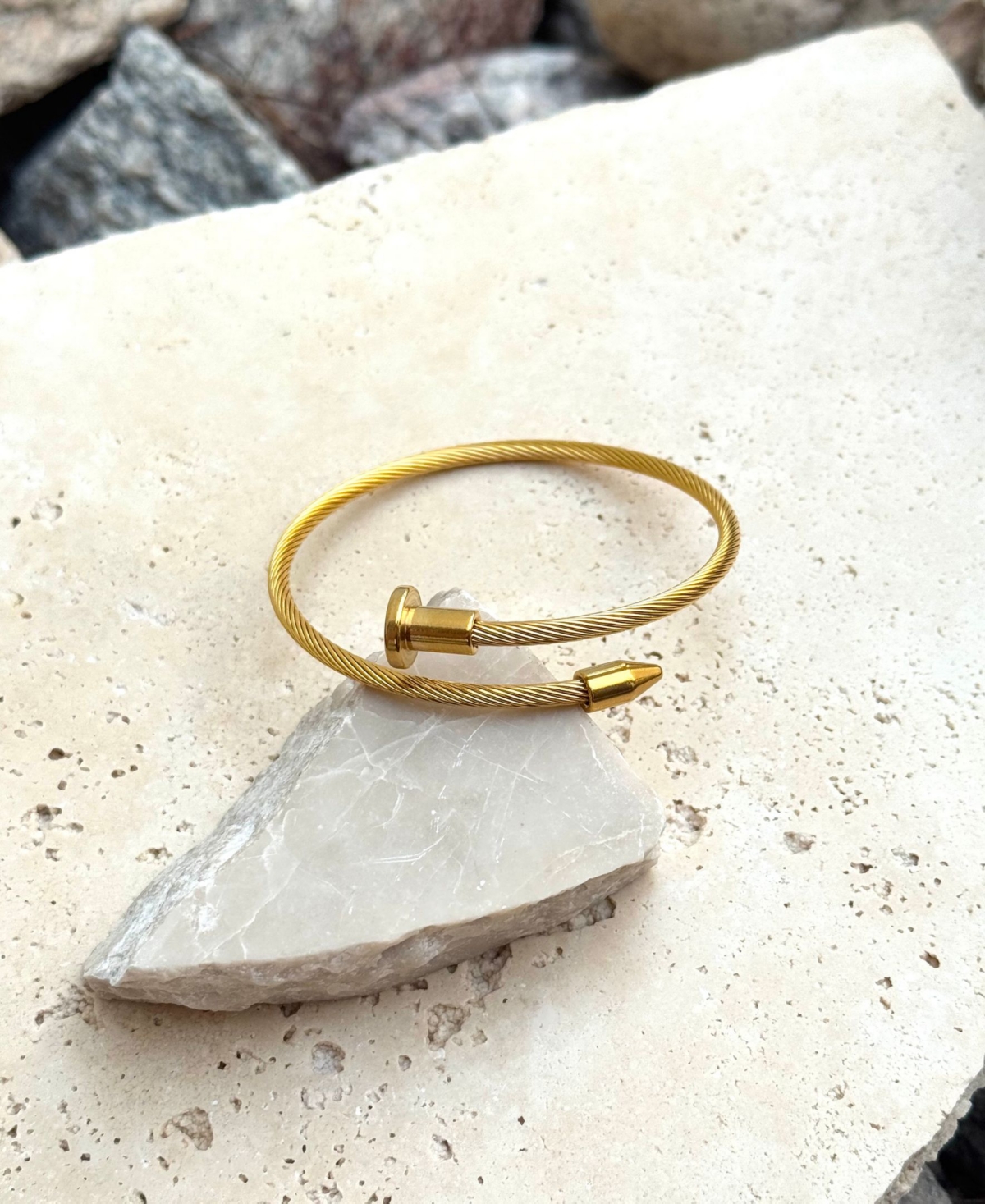 Adornia Tarnish Resistant Gold Nail Head Wrap Cuff Bracelet