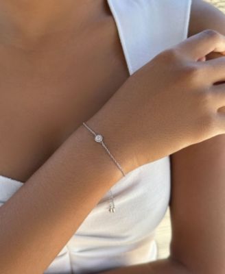 Silver CZ Halo Bolo Bracelet