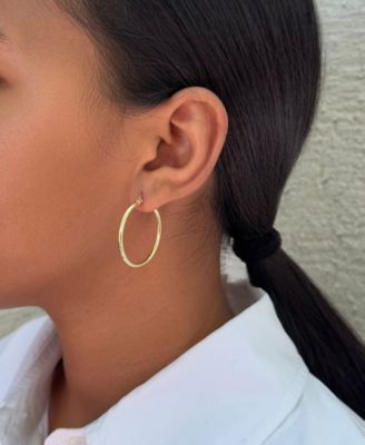 Gold CZ Infinity and Plain Hoop Earring Set