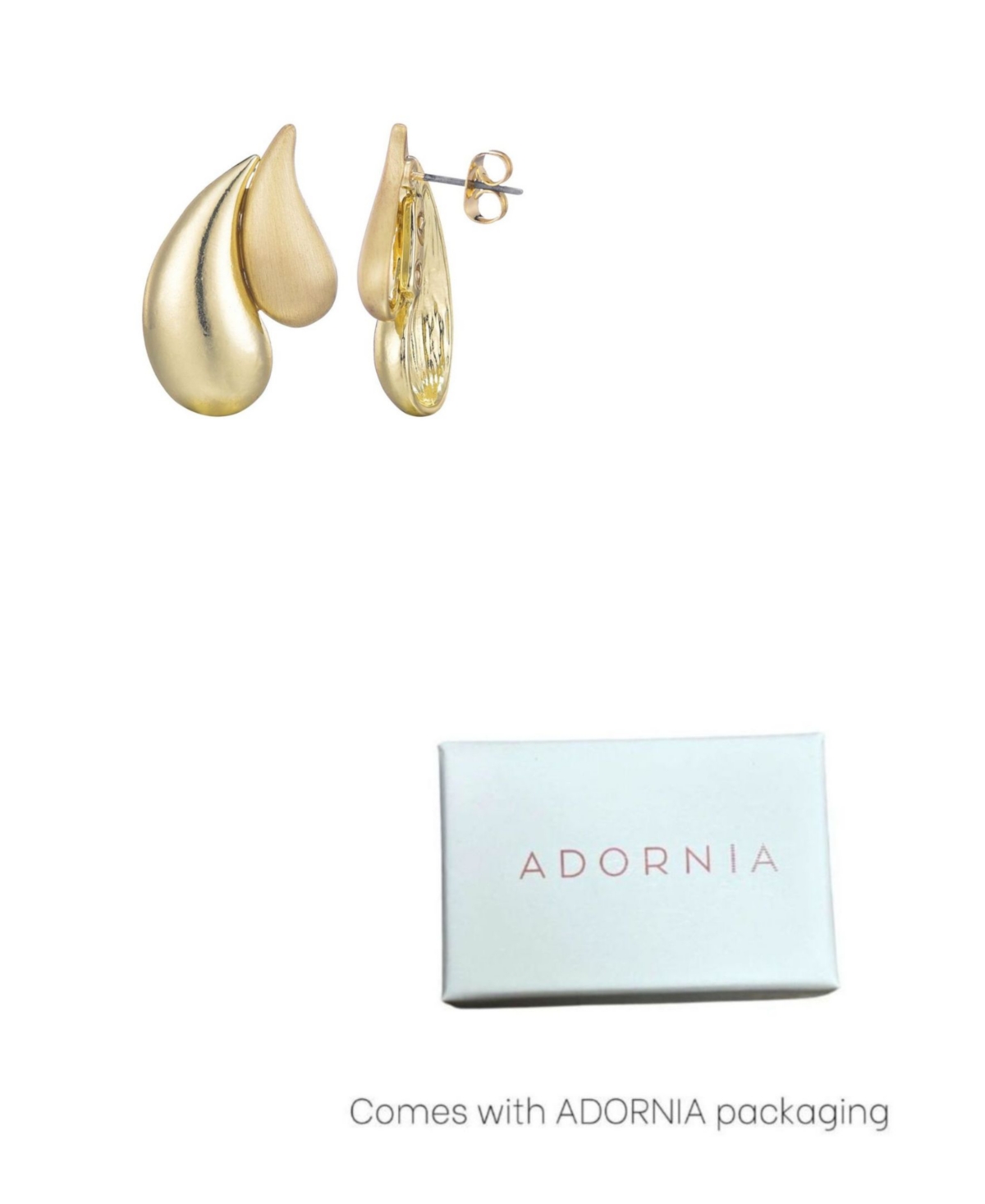 Adornia Gold 2-Teardrop Stud Earrings