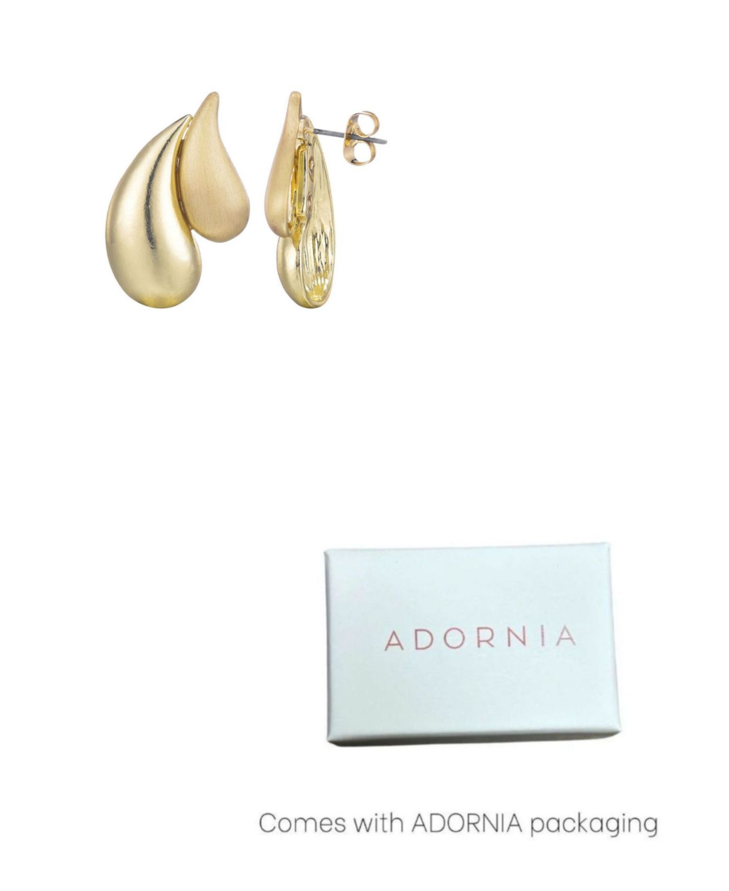 Gold 2-Teardrop Stud Earrings