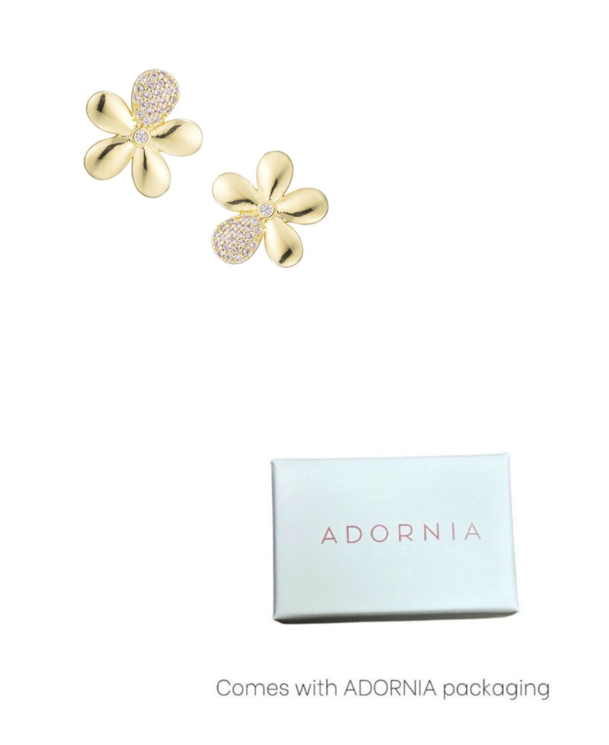 Adornia Gold Cz Flower Petal Stud Earrings