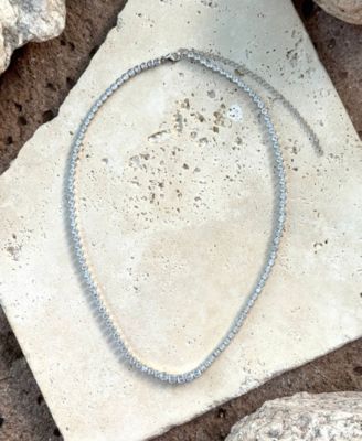 Silver Crystal Bezeled Tennis Necklace