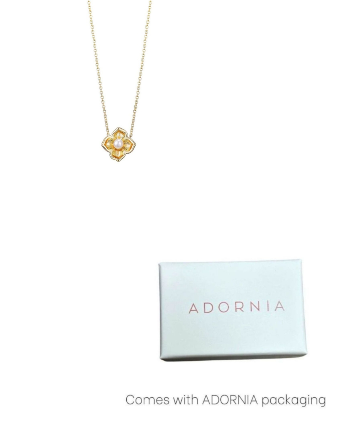 Adornia Gold Freshwater Pearl Flower Encased Necklace
