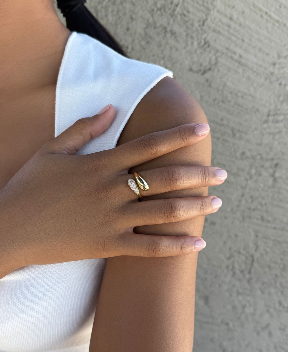 Adornia Gold Cz Curved Band Ring