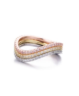 CZ Tri-Color Curved Eternity Band Nesting Ring Set