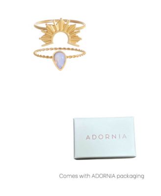 Tarnish Resistant Gold Opal Sunrise Ring Set