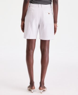 Women's High-Rise Linen-Blend Bermuda Shorts