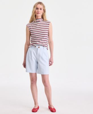 Women's High-Rise Linen-Blend Bermuda Shorts