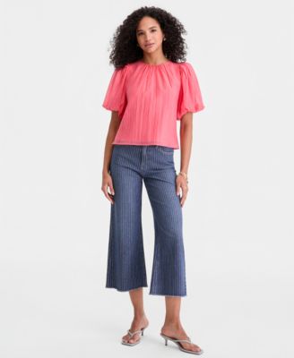 Women's Cropped Mid-Rise Relaxed Flared Jeans