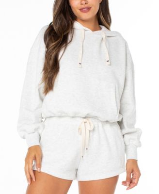 Women's Heart Embroidery Pull-On Hooded Sweatshirt