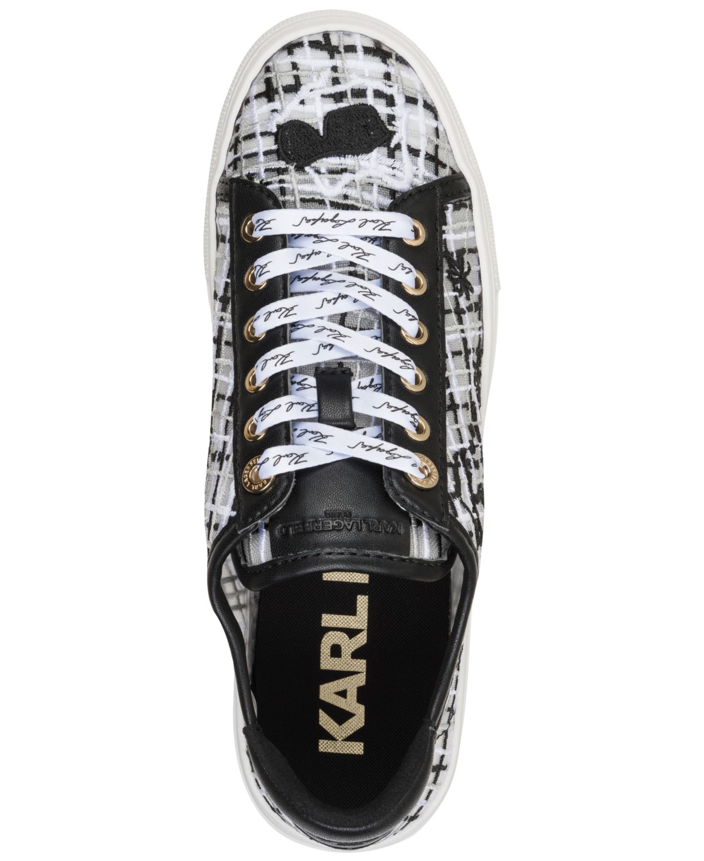 Женские кроссовки KARL LAGERFELD PARIS Cate Whimsy Lace-Up, цвет: Чёрный разноцветный — фото 4