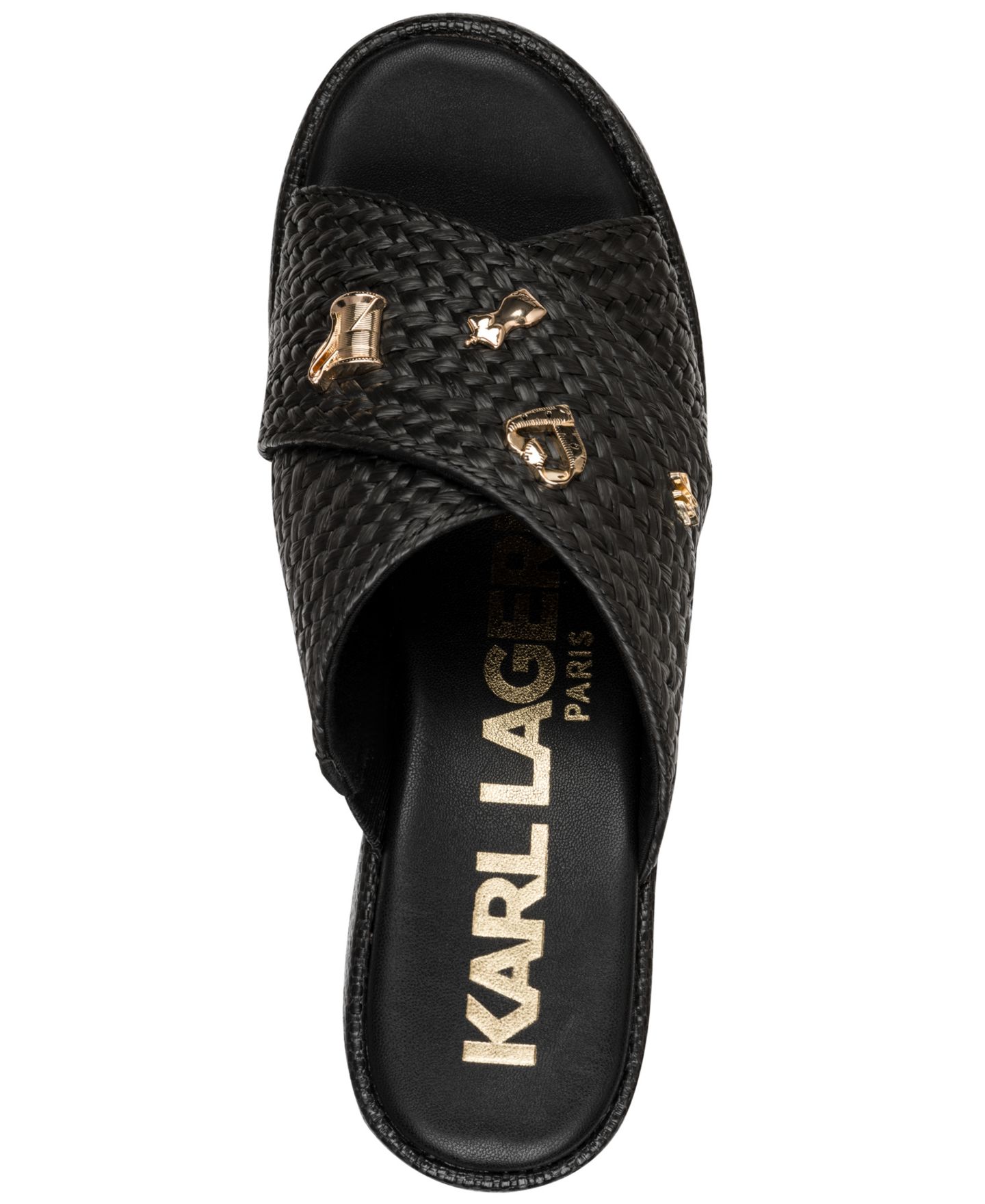 Женские сандалии KARL LAGERFELD PARIS Caleigh Atelier Slip-On X Band Wedge, цвет: Чёрный — фото 4