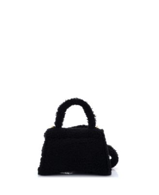 Small Fluffy Hourglass Top Handle Bag Faux Fur