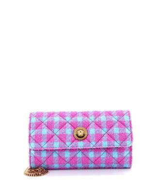 East West Medusa Icon Chain Flap Bag Quilted Tweed