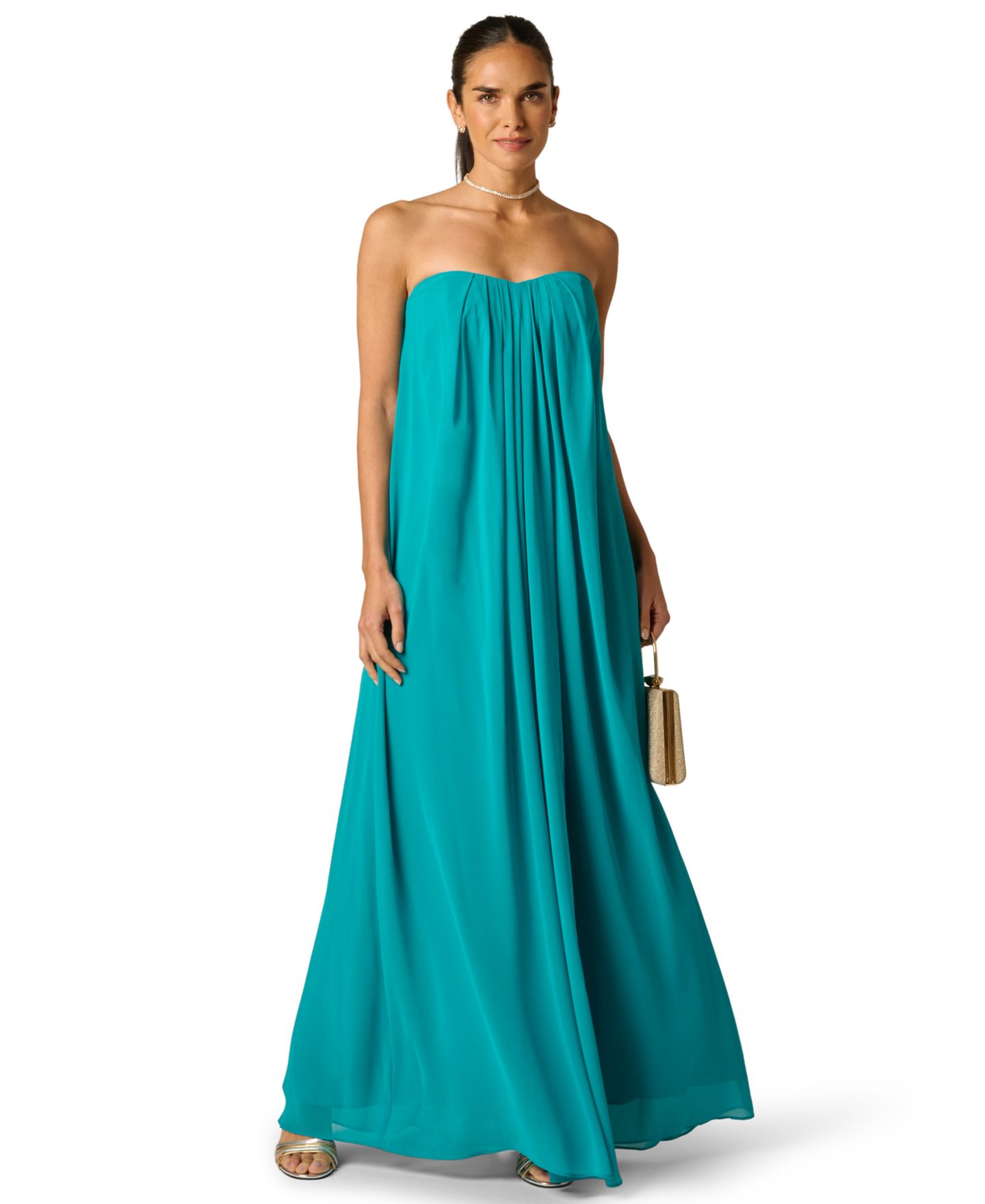 Женское платье Adrianna Plus Size Strapless Ball Gown, цвет: Бирюзовый — фото 1