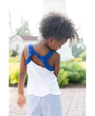 Little Girls Knit Top With Scallop Hem And Flowers