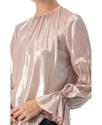 Women's Straight Metallic Sheer Blouse