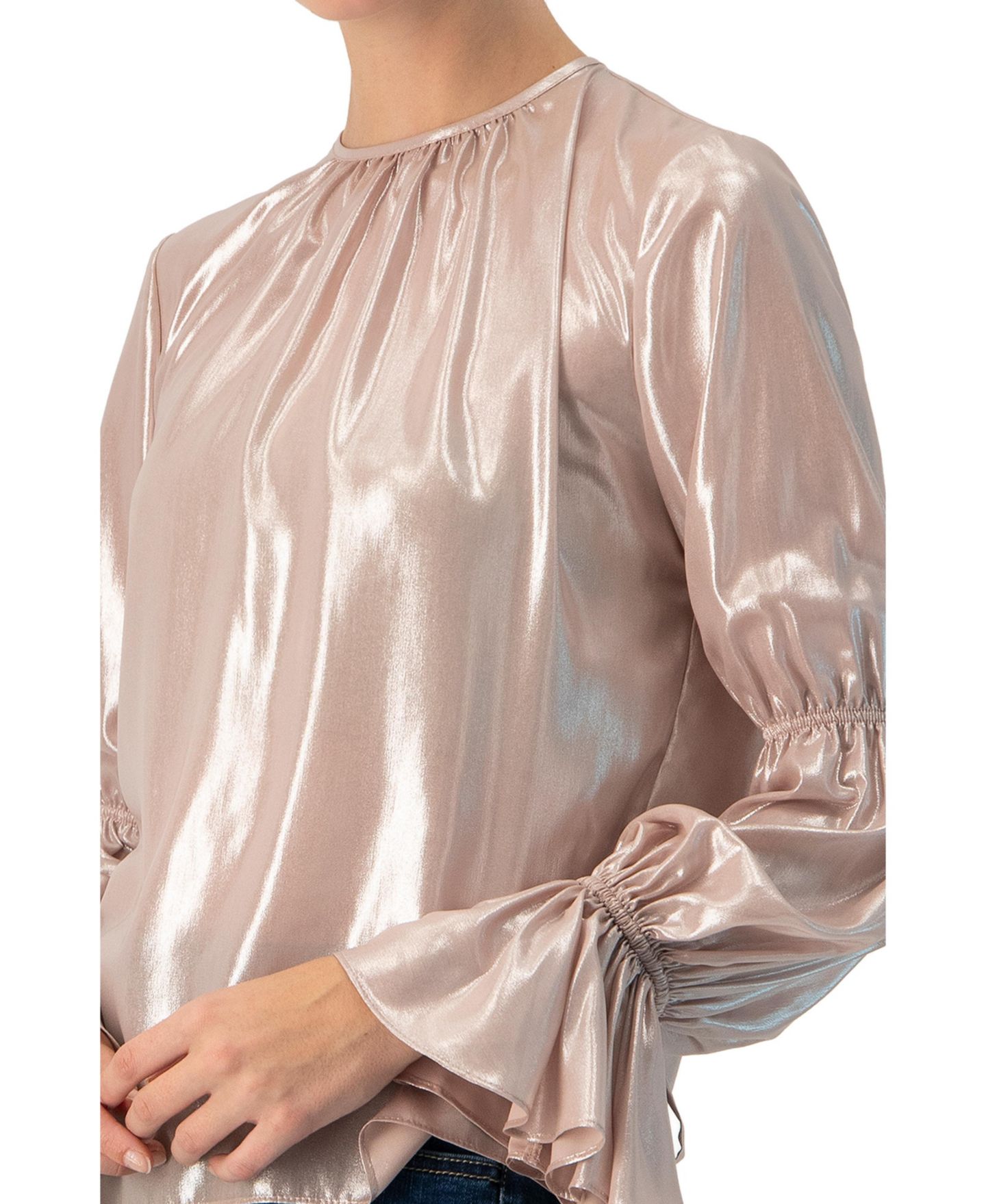 Женская блузка Ivonne Straight Metallic Sheer, цвет: Пыльный розовый — фото 4