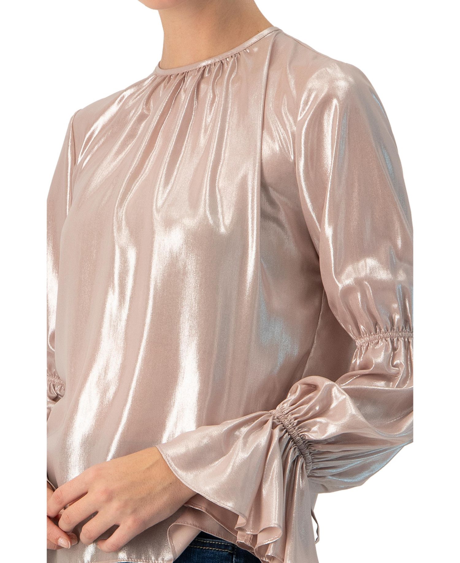 Women's Straight Metallic Sheer Blouse
