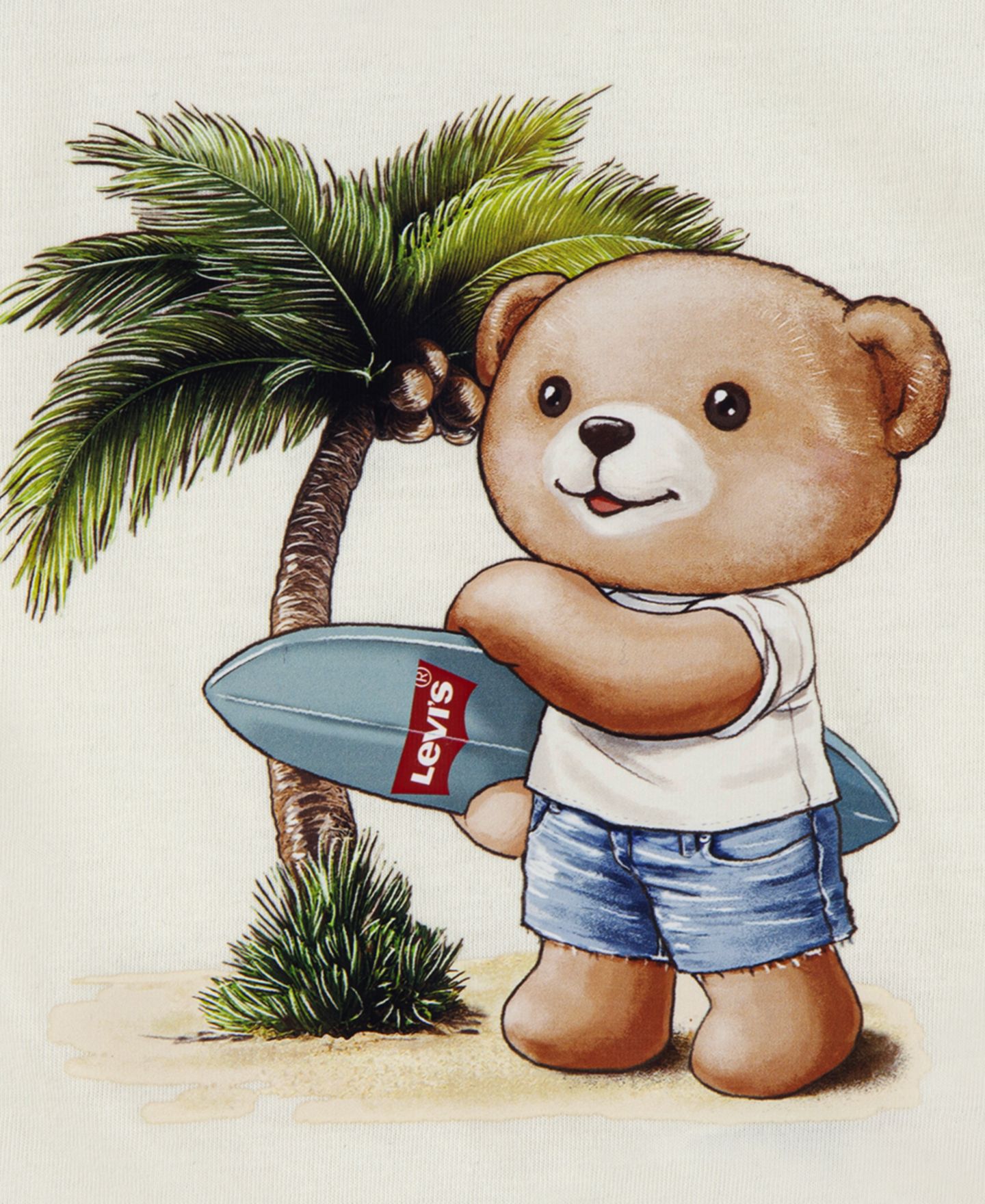 Комплект для мальчика Levi's: футболка и джинсовые шорты, 2 предмета, цвет: Молочный белый / Синий — фото 3