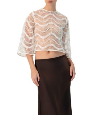 Women's Bell Sleeve Sheer Blouse