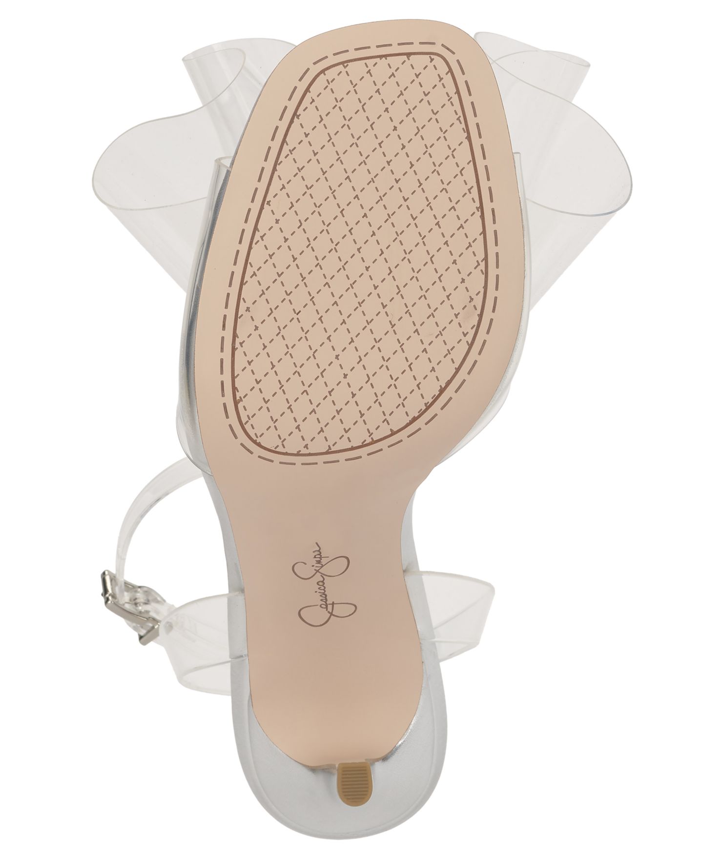 Женские сандалии Jessica Simpson Olivine Vinyl Bow Stiletto Dress Sandals, цвет: Прозрачный / Серебряный — фото 5