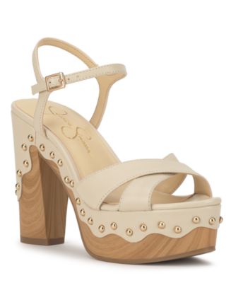 Jessica Simpson Women's Samintia Studded Wooden Platform Sandals