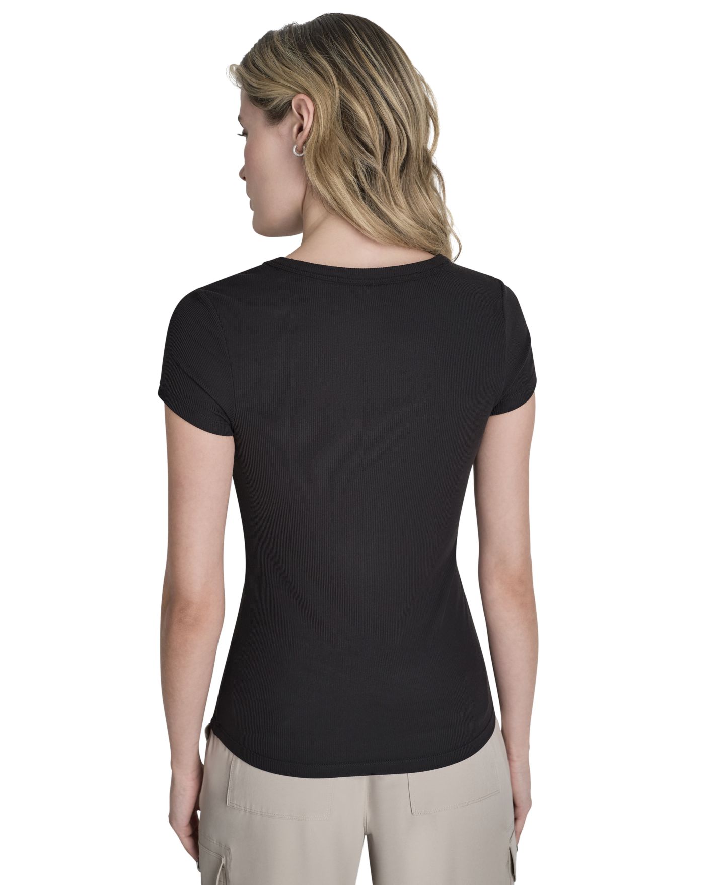 Женская футболка DKNY Sport Hudson Rib Crewneck, цвет: Чёрный — фото 5