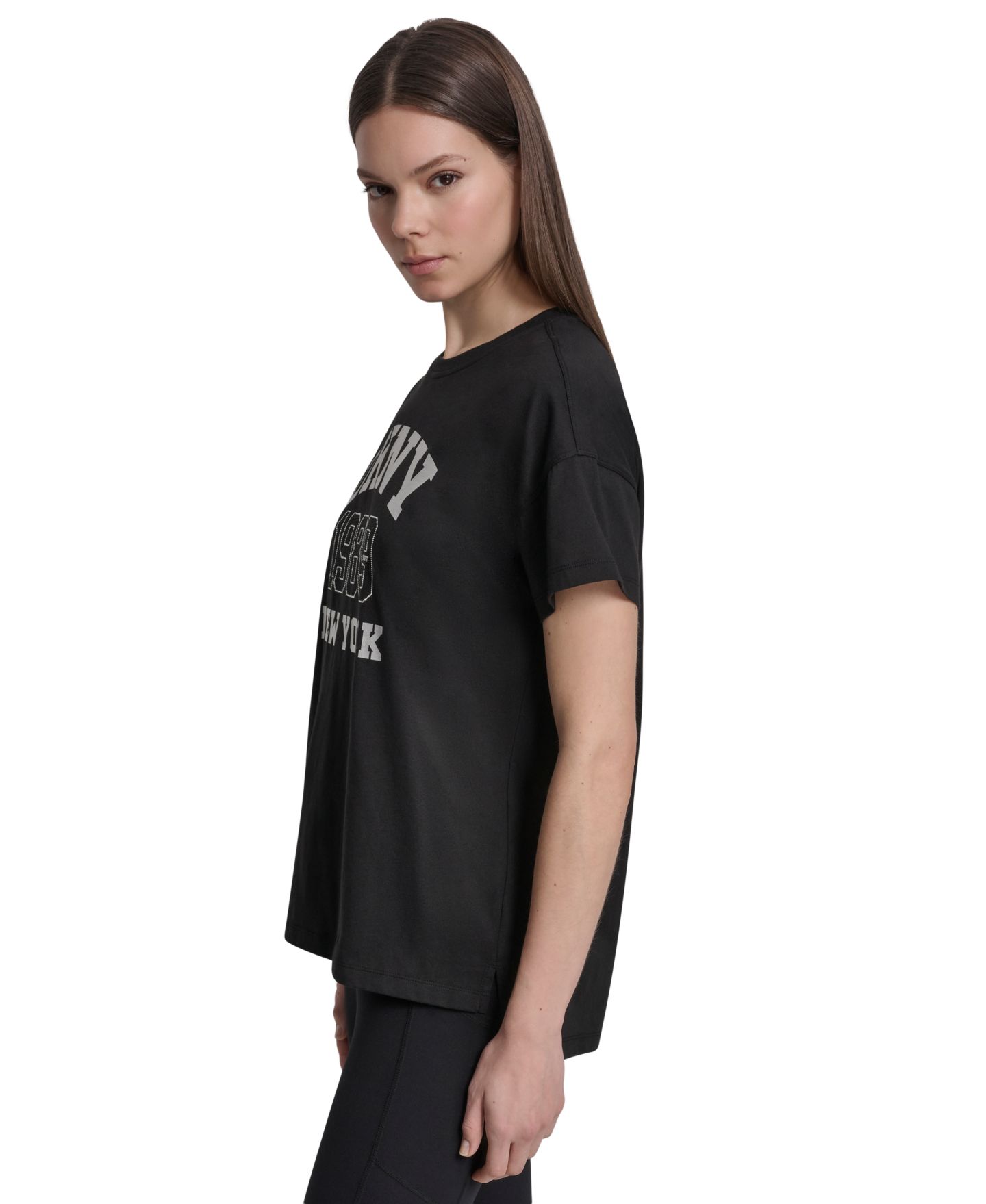 Женская футболка DKNY Sport Short-Sleeve DKNY New York 1989 Logo, цвет: Чёрный — фото 3