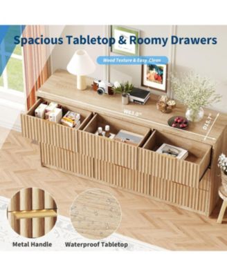 9 Drawer Dresser for Bedroom, Large Fluted Chest of Drawers, Wood Dressers Storage Organizer, Storage  Cabinet for Bedroom Living  &  office