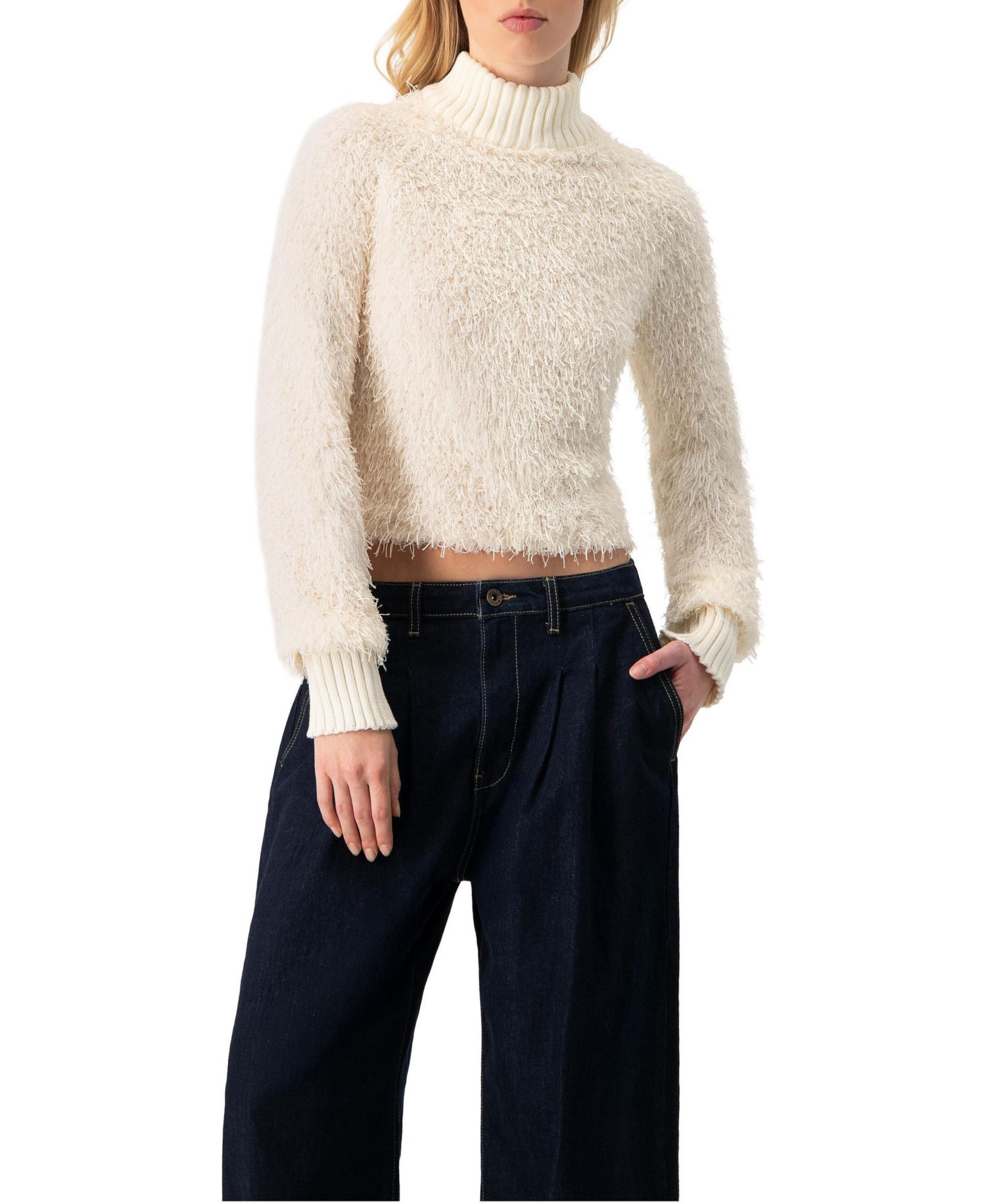 Women's High Neck Fringe Blouse