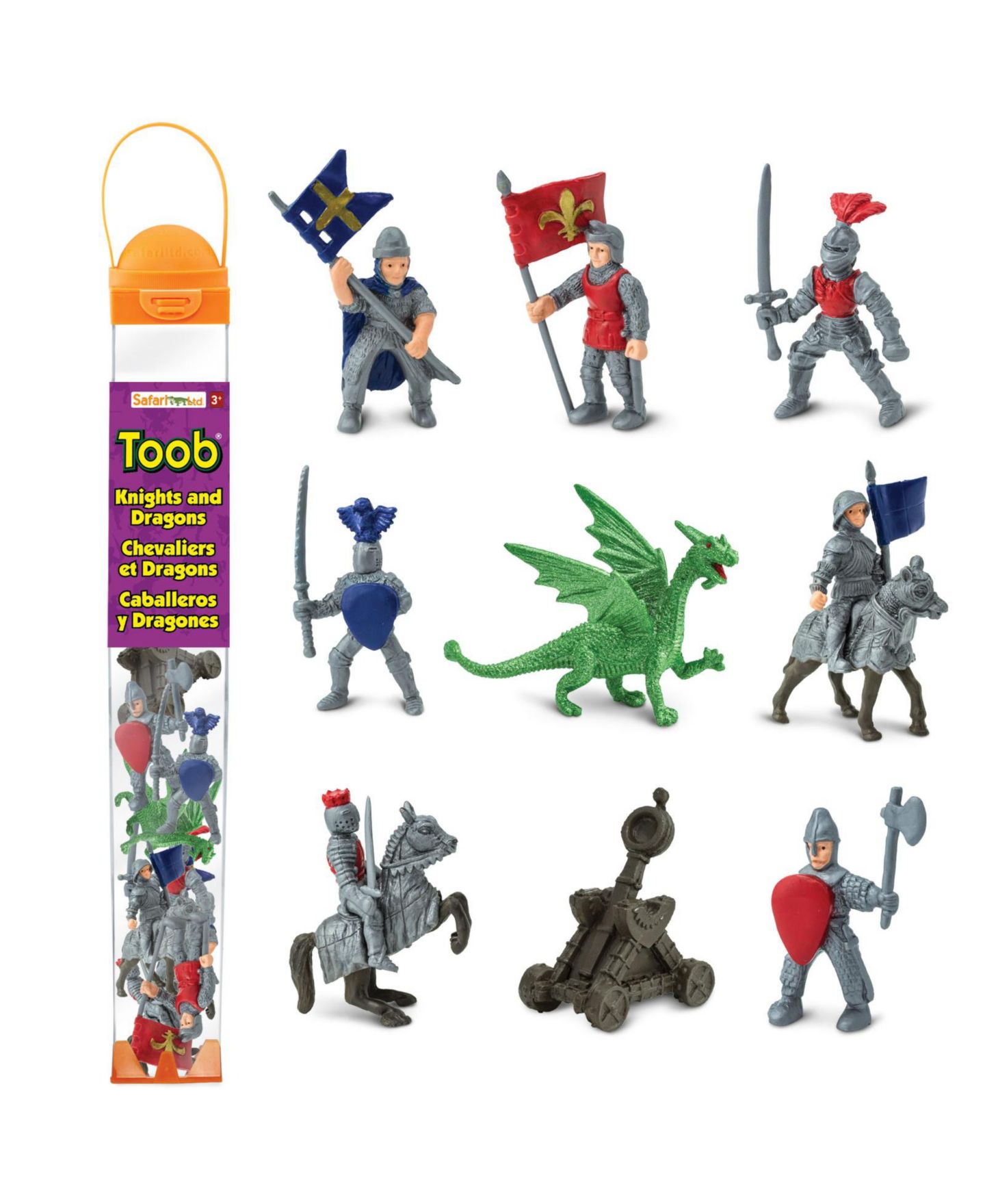 Детские фигурки Safari Ltd. Knights & Dragons Hand-Painted 10-Piece Toob, Ages 3+ — фото 1