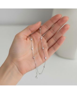 Classic Bezel Set Cubic Zirconia Chain Station Necklace