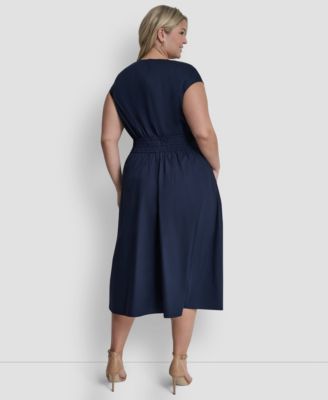 Plus Size Jewel Neck Midi Dress